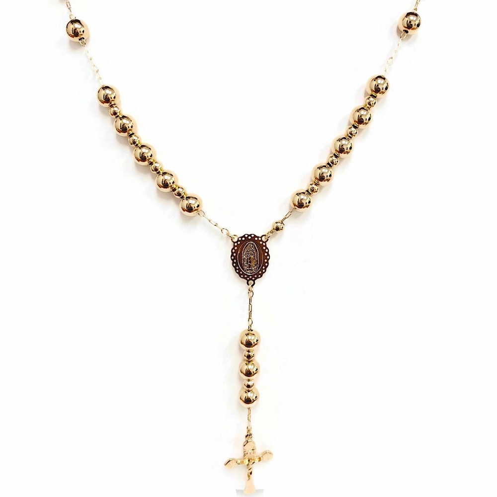Virgin Large 18kts Of Gold Plated Beads Rosary